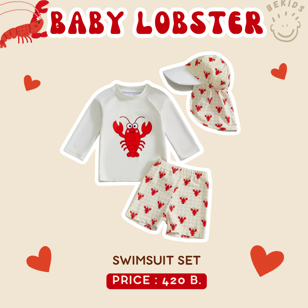 Shirt+Shorts+Hat Swimsuit Lobster (ชุดว่ายน้ำ)