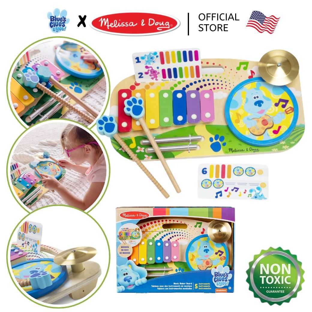 (ของแท้ USA)เซ็ตเครื่องดนตรีสำหรับเด็ก ไซโลโฟน กลอง Blue's Clues Wooden Music Maker 33020