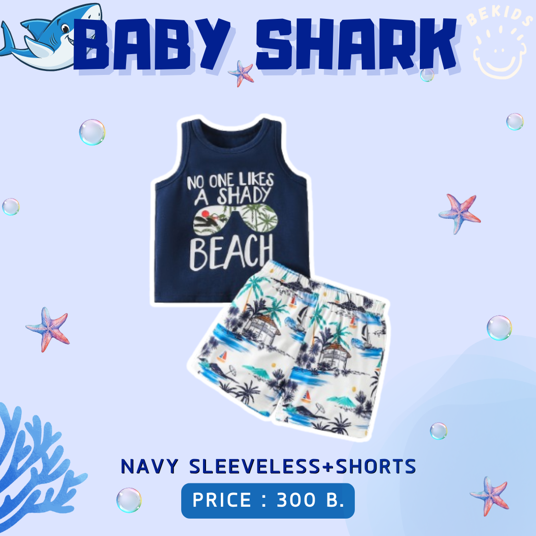 Sleeveless+Shorts Beach (Navy)