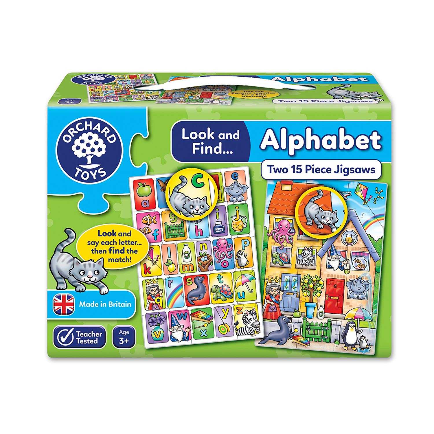 ORCHARD TOYS, LOOK & FIND PUZZLES - ALPHABET สอน A-Z สำหรับ 3 ปี+ ลิขสิทธิ์แท้ นำเข้าจากอังกฤษ