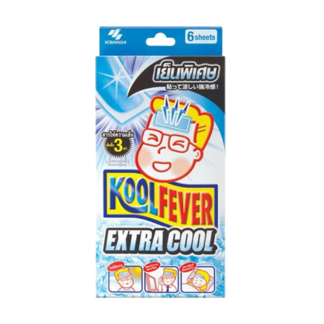 Kool Fever แผ่นเจลลดไข้เย็นพิเศษ 3 เท่า Extra Cool 1 กล่อง 6 ชิ้น