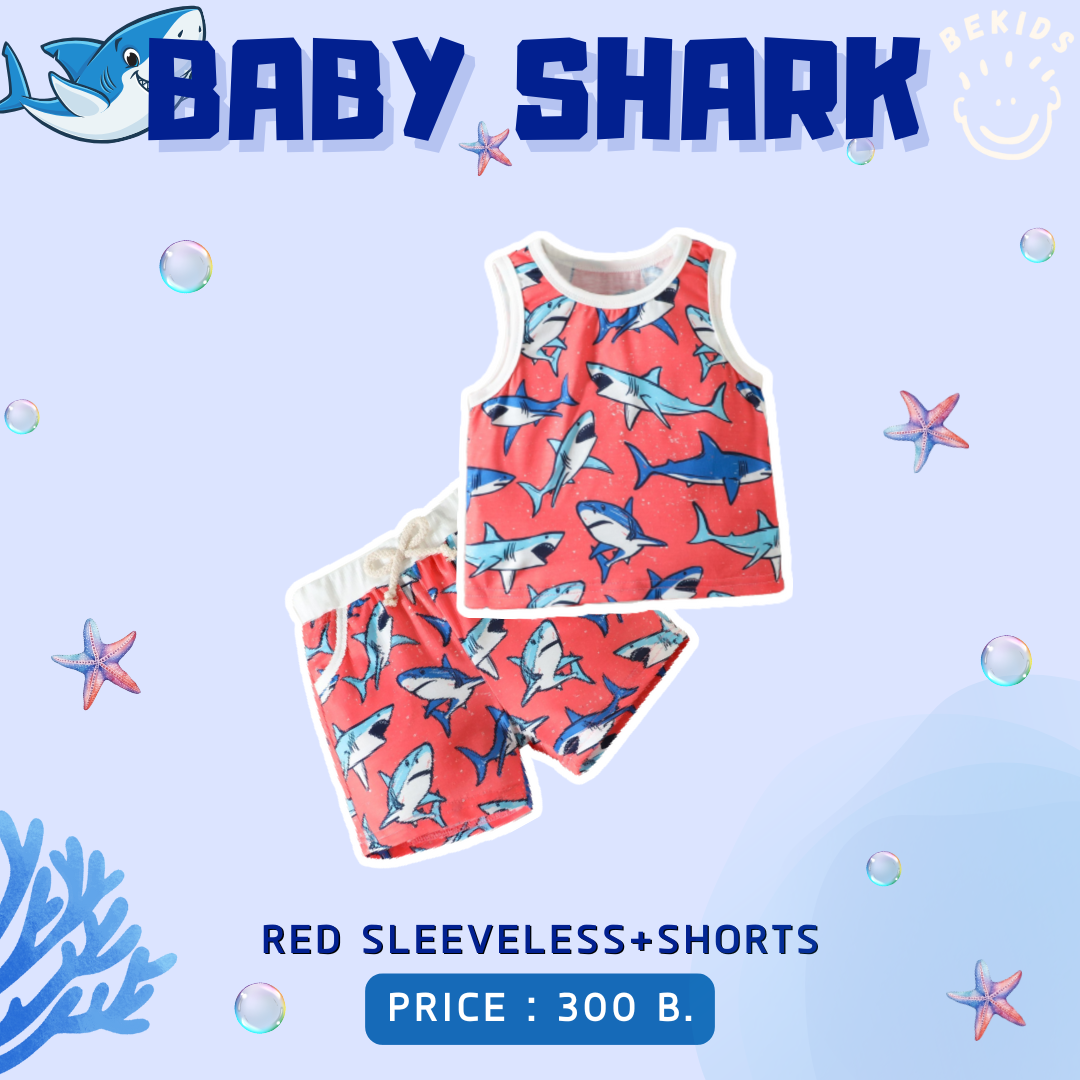 Sleeveless+Shorts Shark (Red)