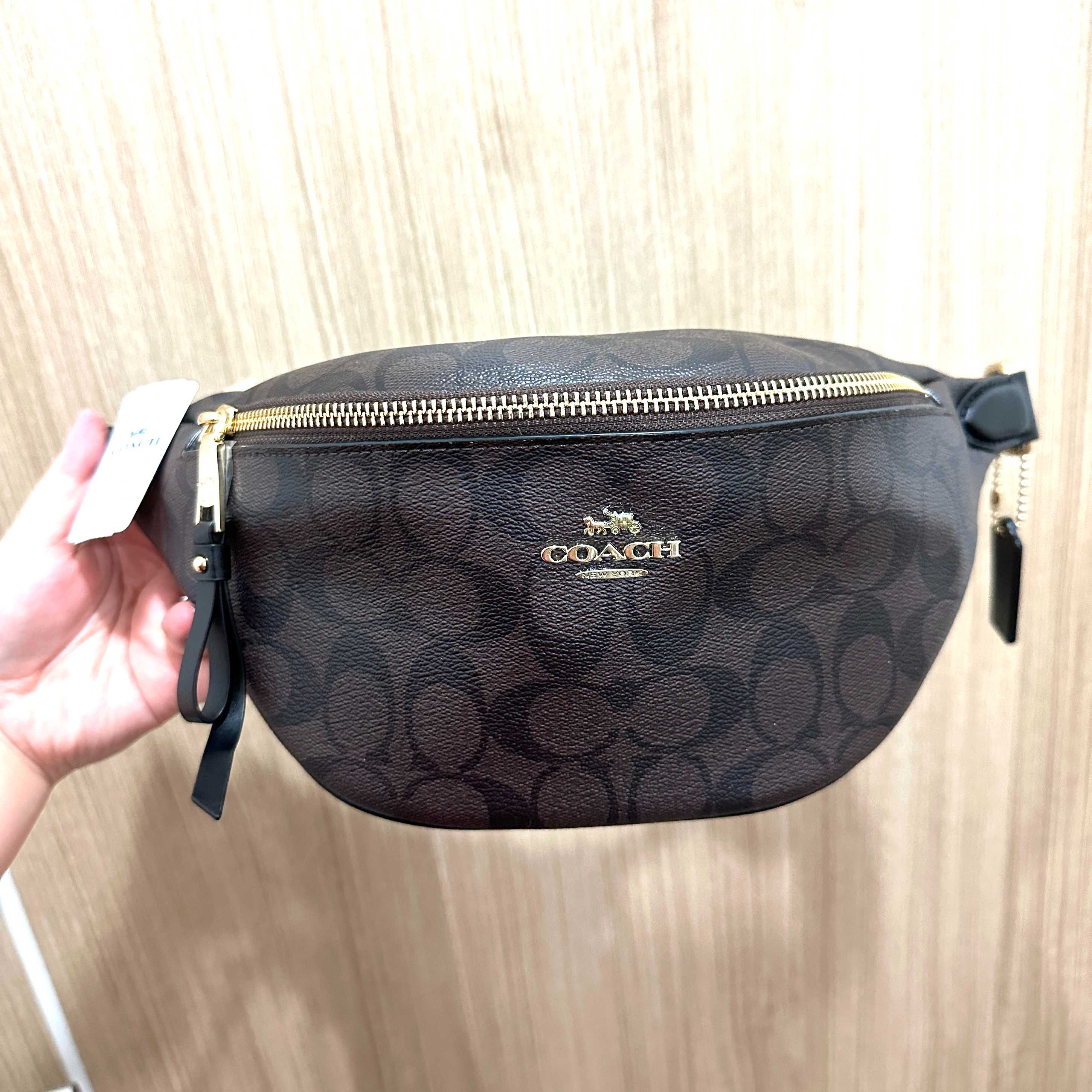 COACH แท้ COACH 48740 BELT BAG IN SIGNATURE CANVAS Brown