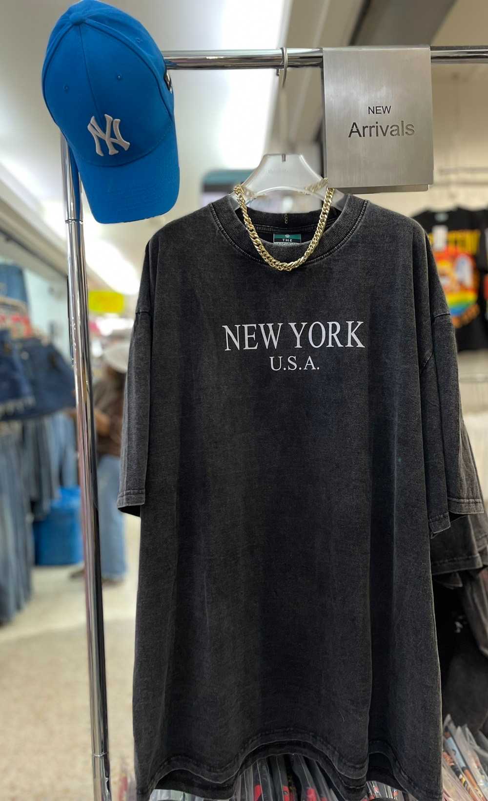 เสื้อยืดเฟดสี โอเวอร์ไซส์ สไตล์สตรีท วินเทจ ชื่อเมือง New York Bangkok