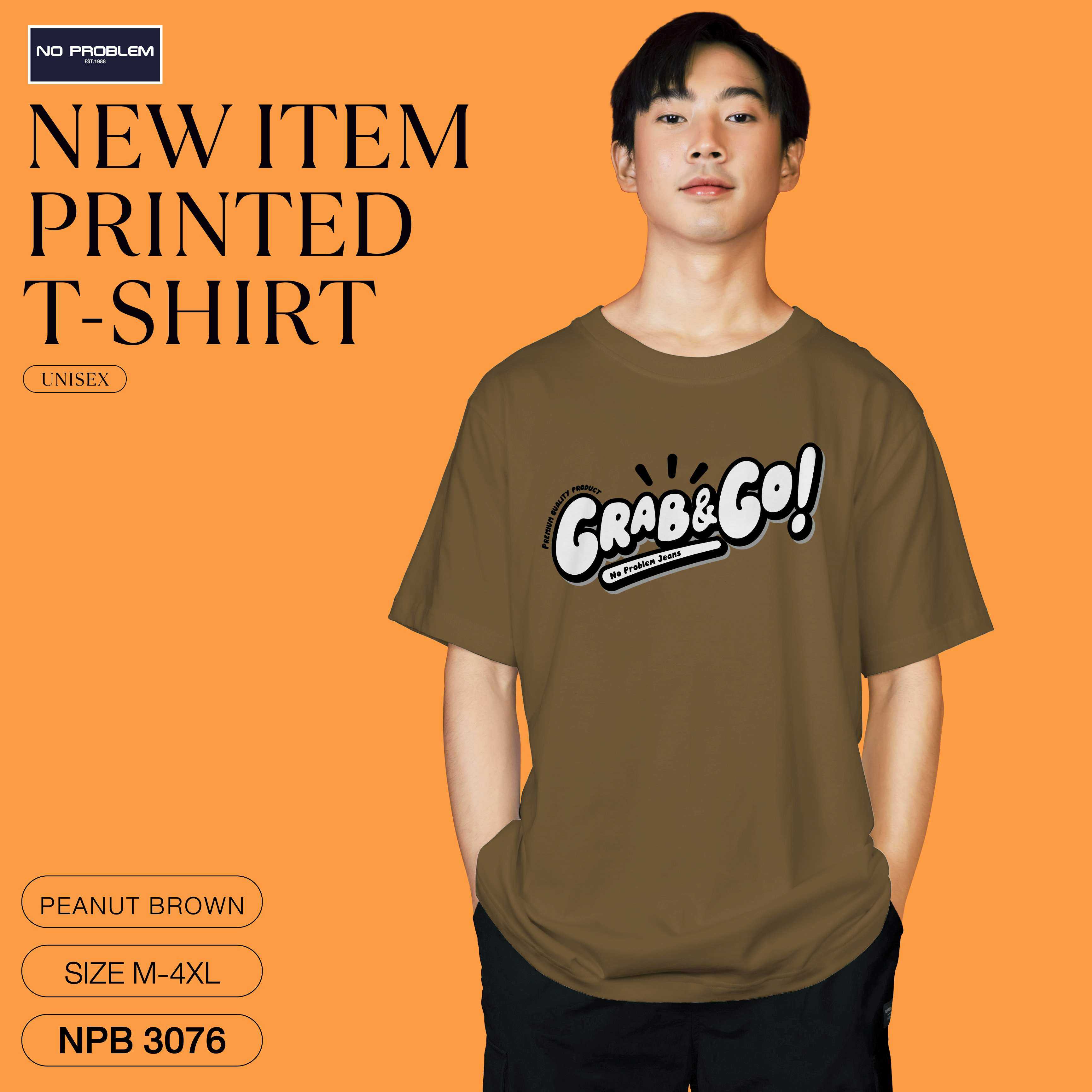 เสื้อยืดพิมพ์ลาย No Problem ไซส์ใหญ่ ยอดขายดีอันดับ 1 - GRAPHIC TEE NPB.3076