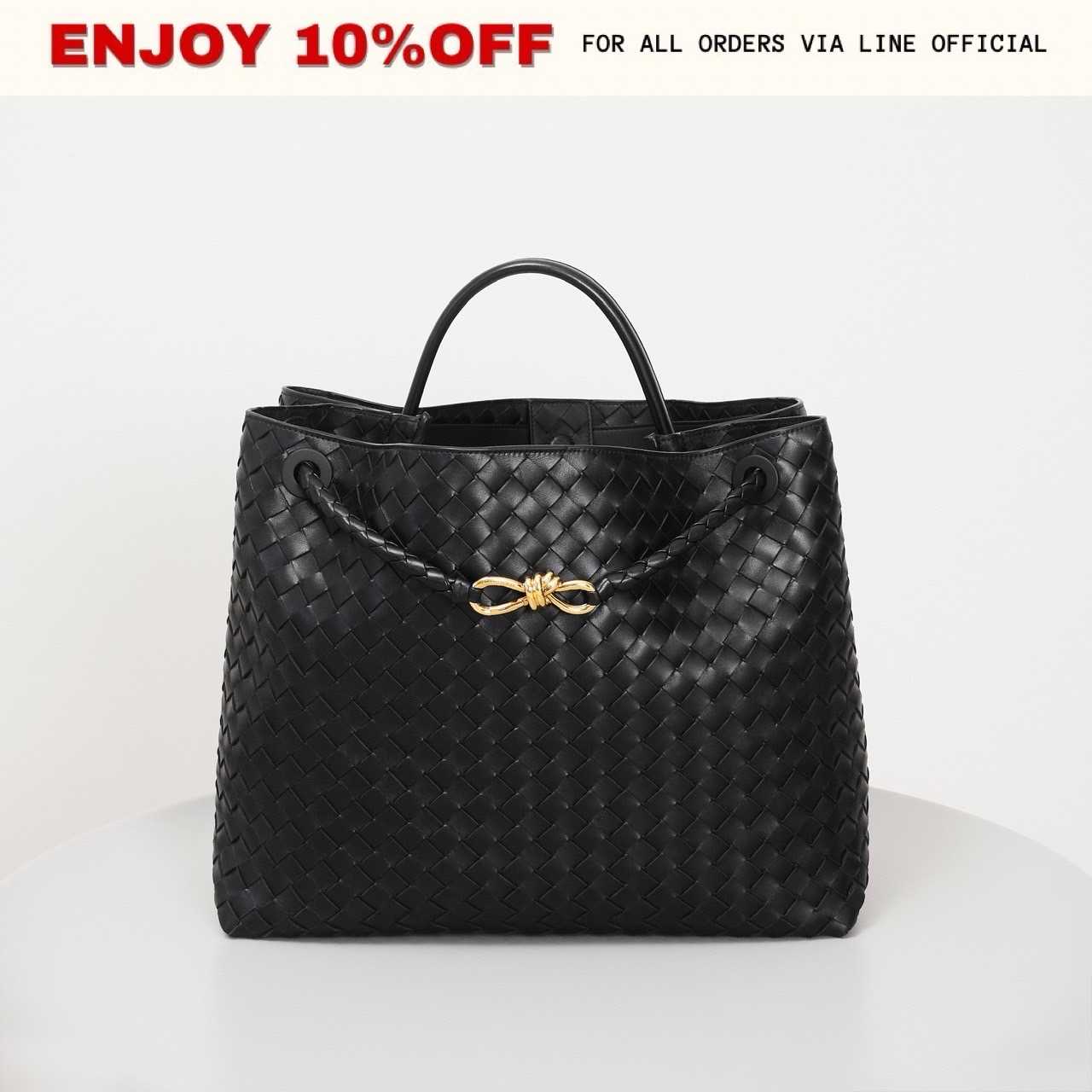 NEW! BOTTEGA VENETA Large Andiamo สี Black GHW | Bag