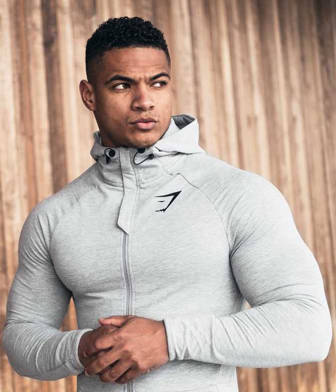 ฮู้ดแขนยาว GYMSHARK #2 / ผ้าคอตตอนยืดผสมโพลีฯ ใส่คลุมออกกำลังกาย หรือใส่อากาศเย็นได้ ผ้านิ่มใส่สบาย