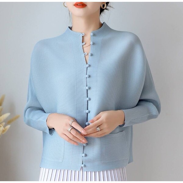 2MUAY BASIC รุ่น GJO2066 เสื้ออัดพลีทงานคุณภาพ BUTTON FRONT PLEATED TOP 17สี FREE SIZE