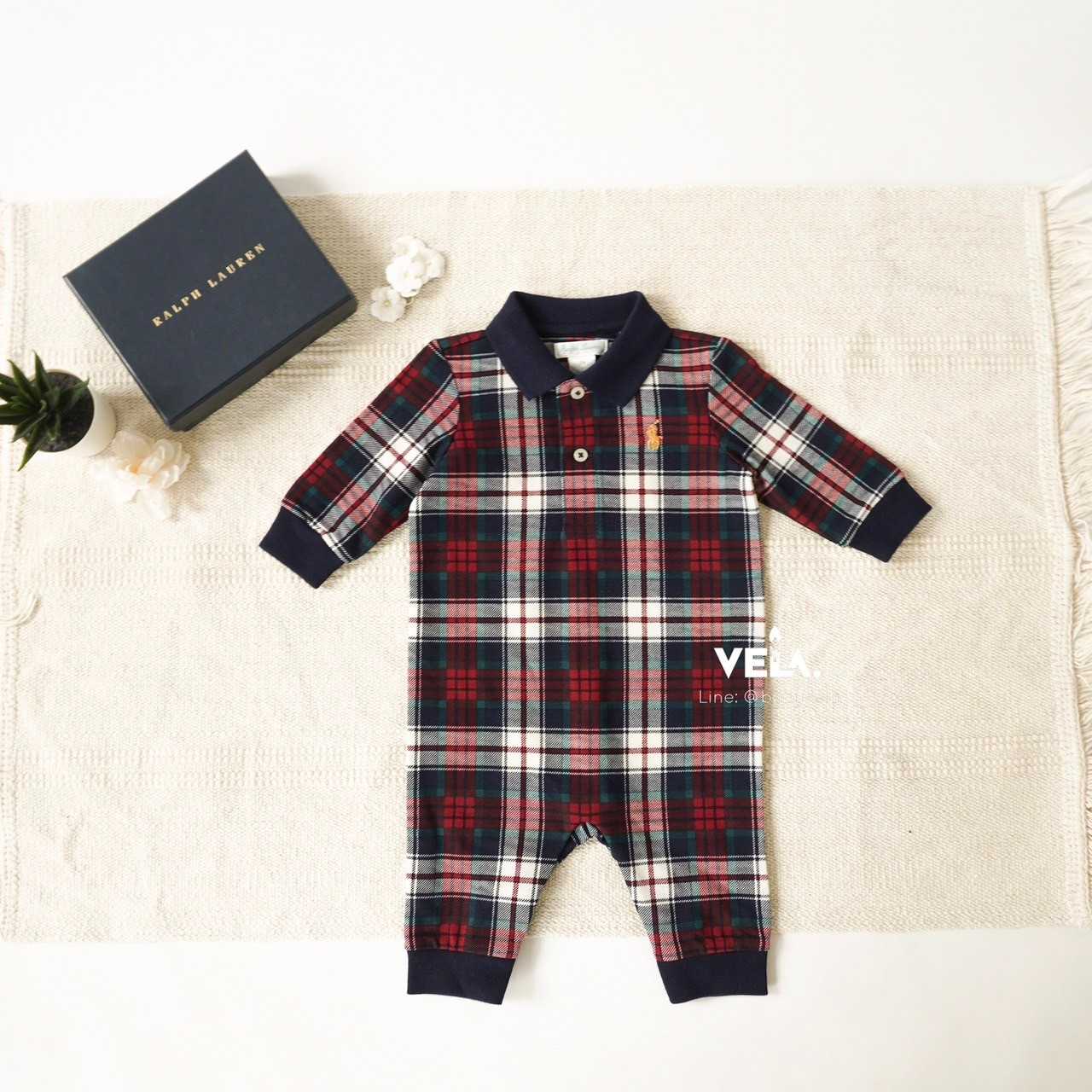 Plaid Cotton Mesh Polo Coverall (Multi)