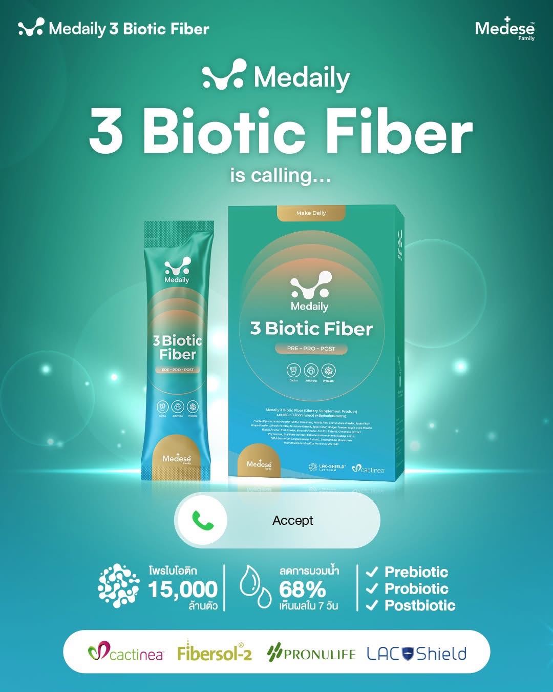 Medaily 3 Biotic - ไฟเบอร์ลดบวม💚สูตรใหม่