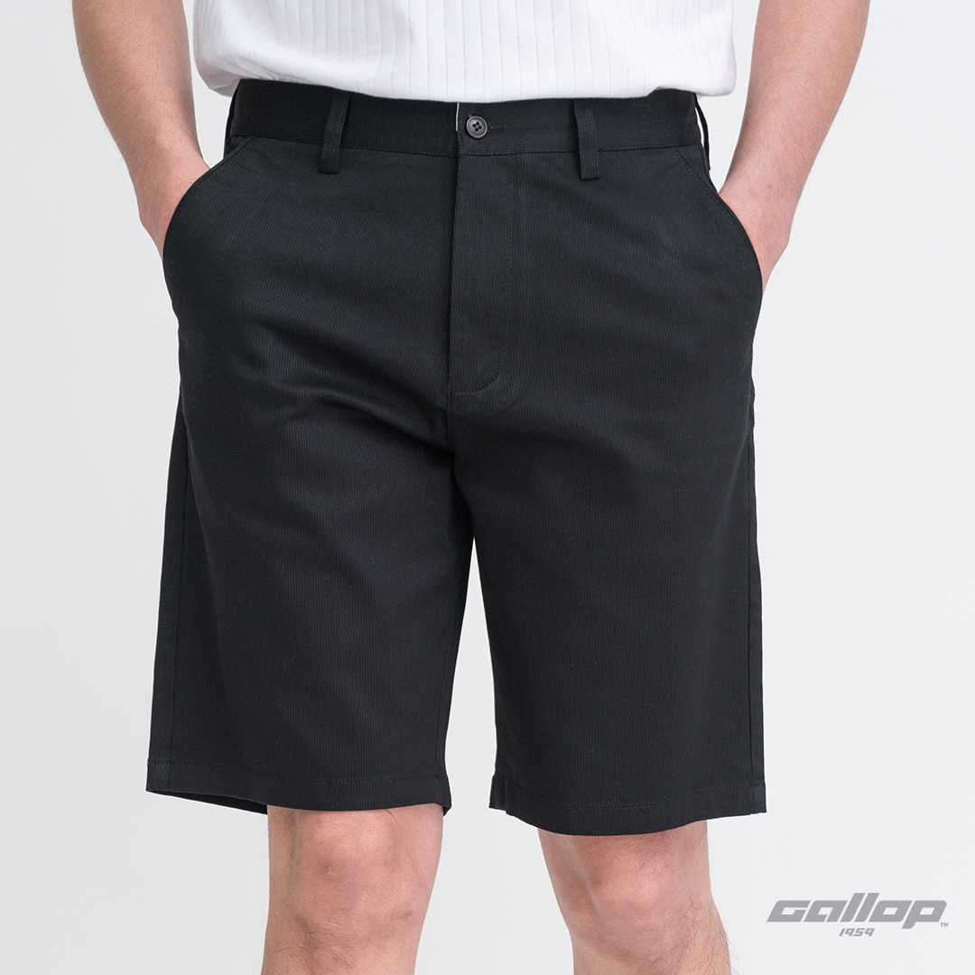 GALLOP : Striped shorts pants กางเกงขาสั้นผ้าทอริ้ว รุ่น GS9029 สี Black - ดำ