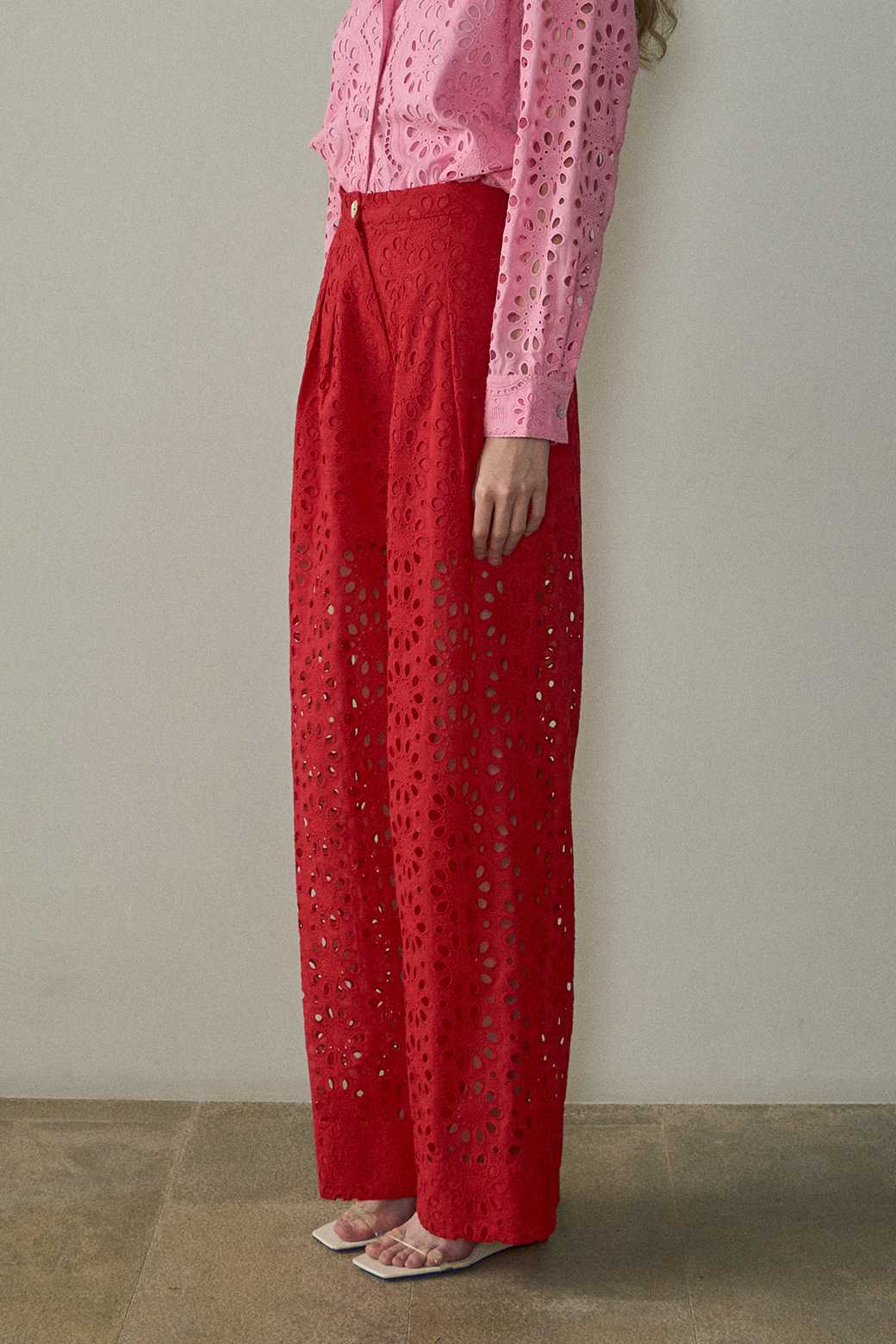 ( พร้อมส่ง ) Perana กางเกงลูกไม้ - MARY PANTS (สีแดง RED)