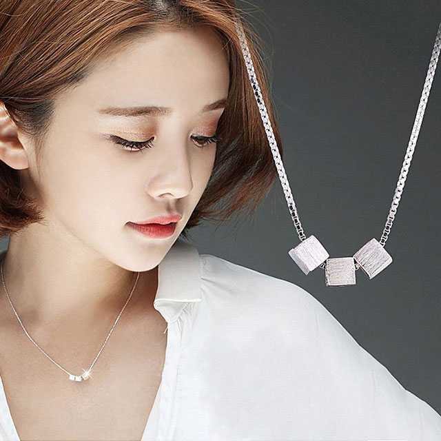 สร้อย สร้อยคอ ❤ สร้อยแฟชั่น สร้อยเงินแท้925 จี้ลูกบาศก์ มินิมอล minimal สร้อยคอแฟชั่น