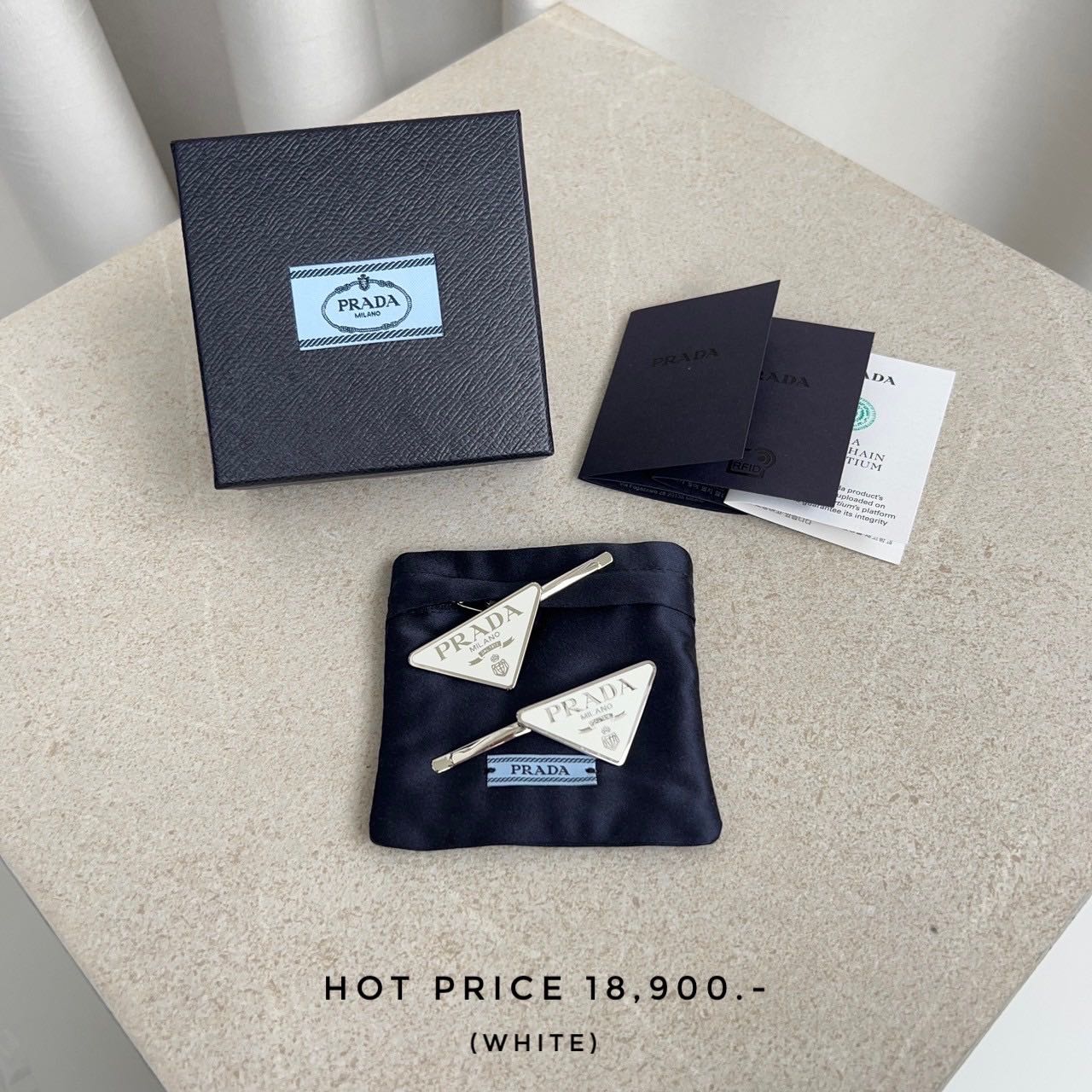 Prada Metal hair clips - white