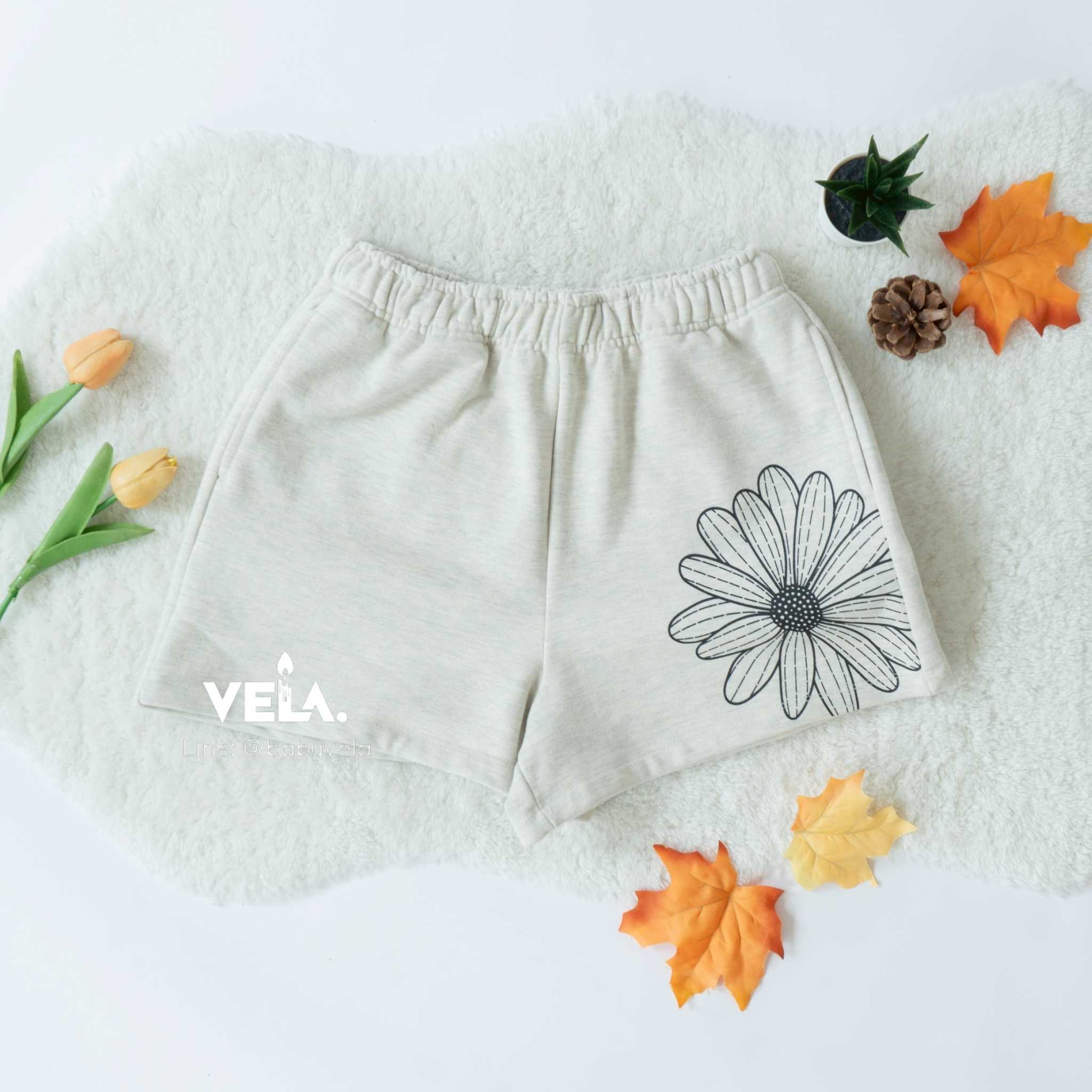 Mardi Sweat Shorts Flower (Oatmeal Black)