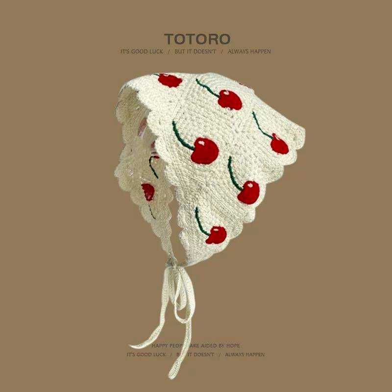 ( SALE ) Cherry Embroidered Crochet Baby Bonnet