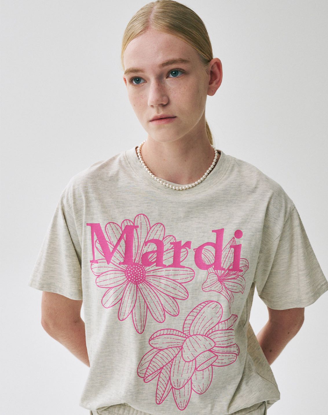 TSHIRT TRIPLE FLOWER_OATMEAL PINK