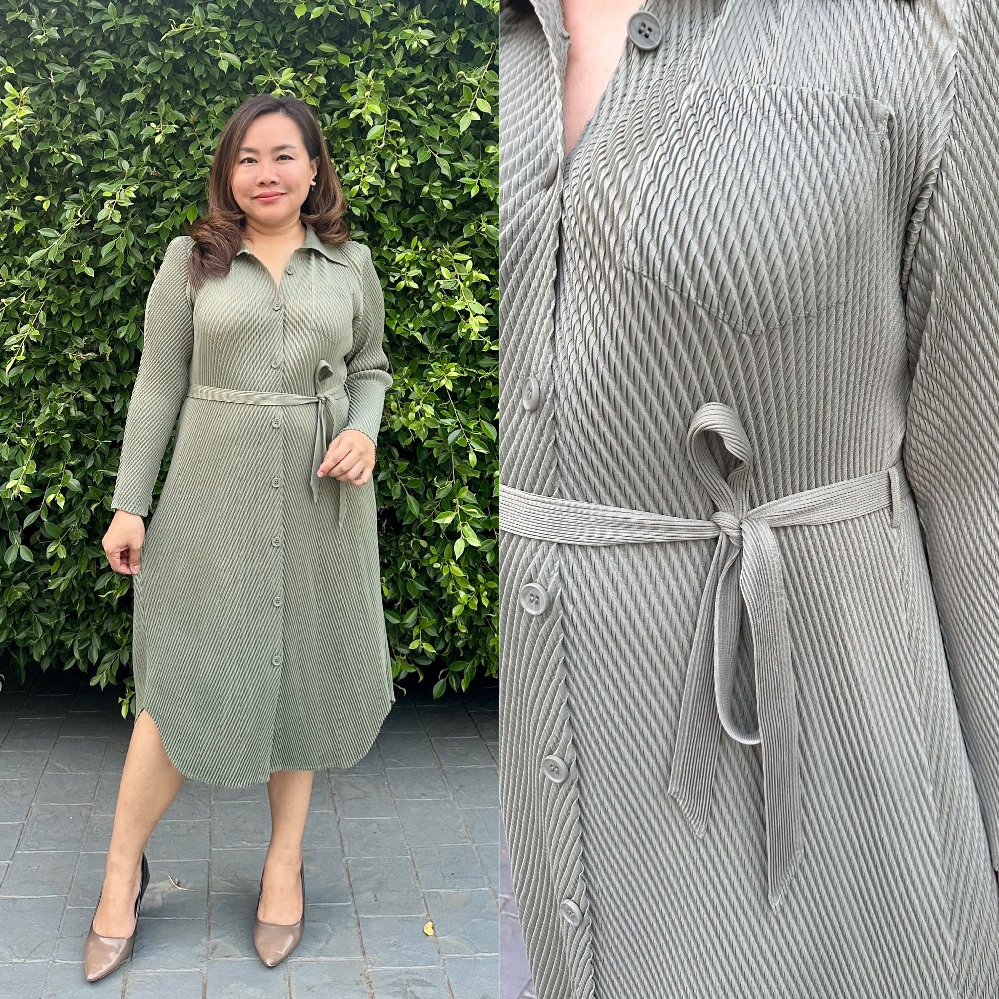 Pleatbynisa A660 เดรสอัดพลีท เนื้อผ้าPolyester100%