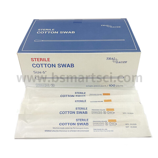 ไม้พันสำลีปลอดเชื้อ / Sterile Cotton Swab (100 ก้าน/กล่อง)