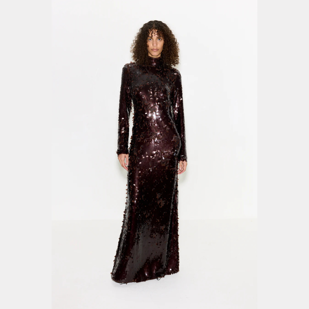 SIMONMILLER sculpty sequin dress - choco brown