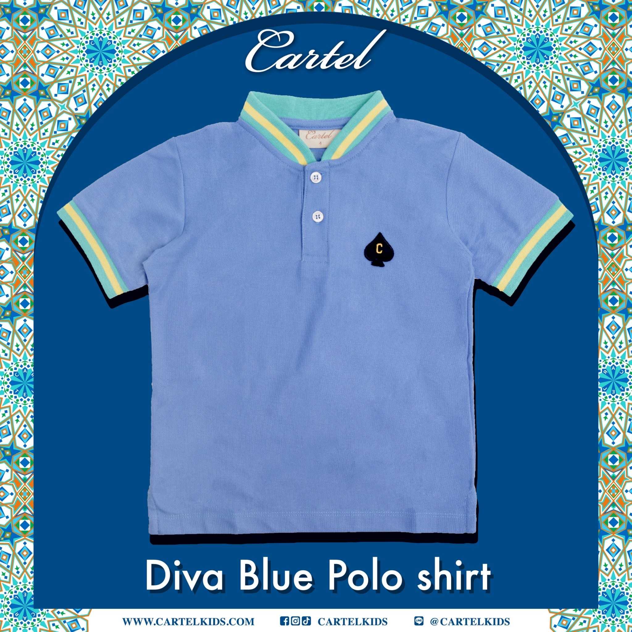 (CM) Diva Blue Polo Shirt เสื้อโปโลเชิ้ตเด็กสีน้ำเงิน Cartelkids