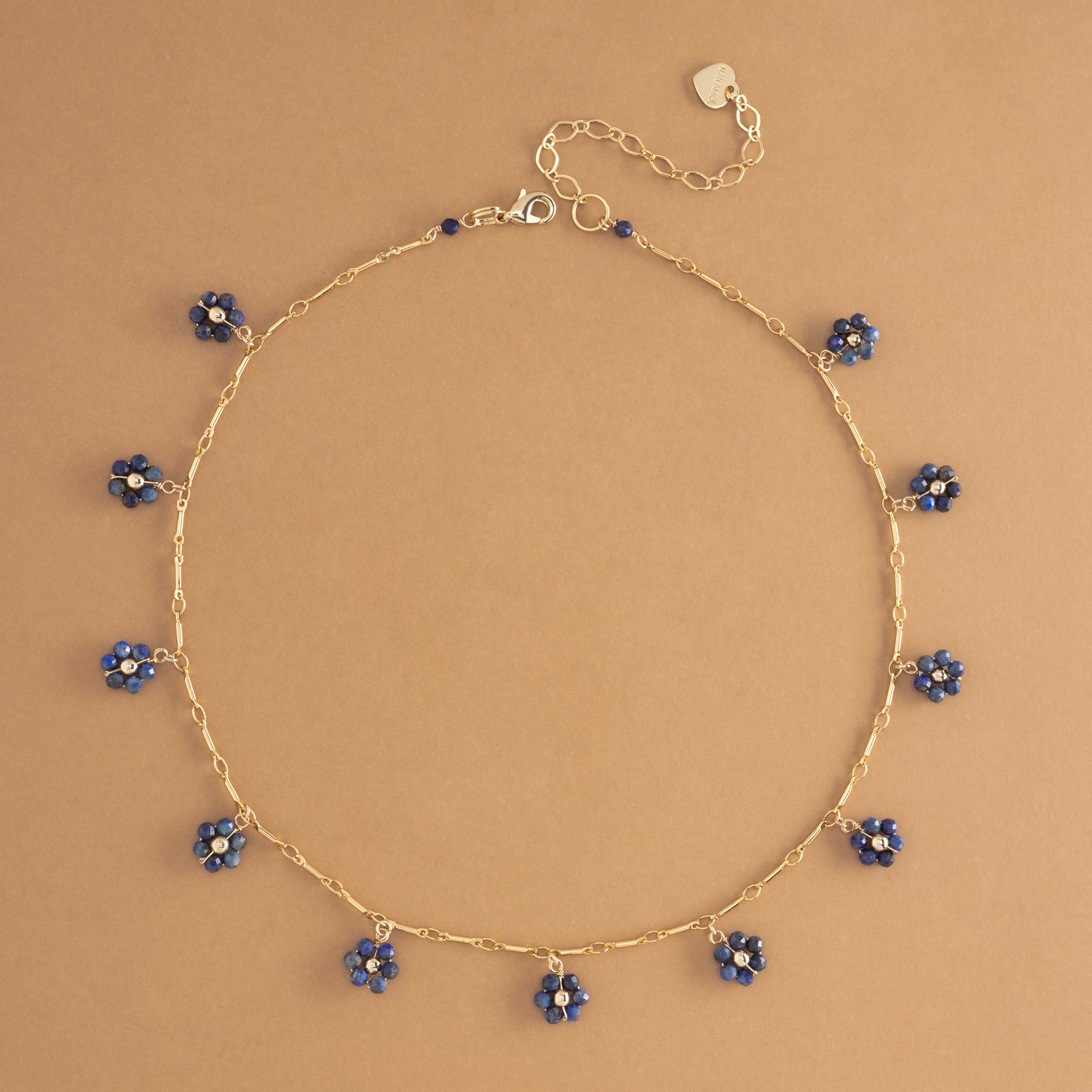 LAPIS LAZULI  FLORAL DROPS NECKLACE