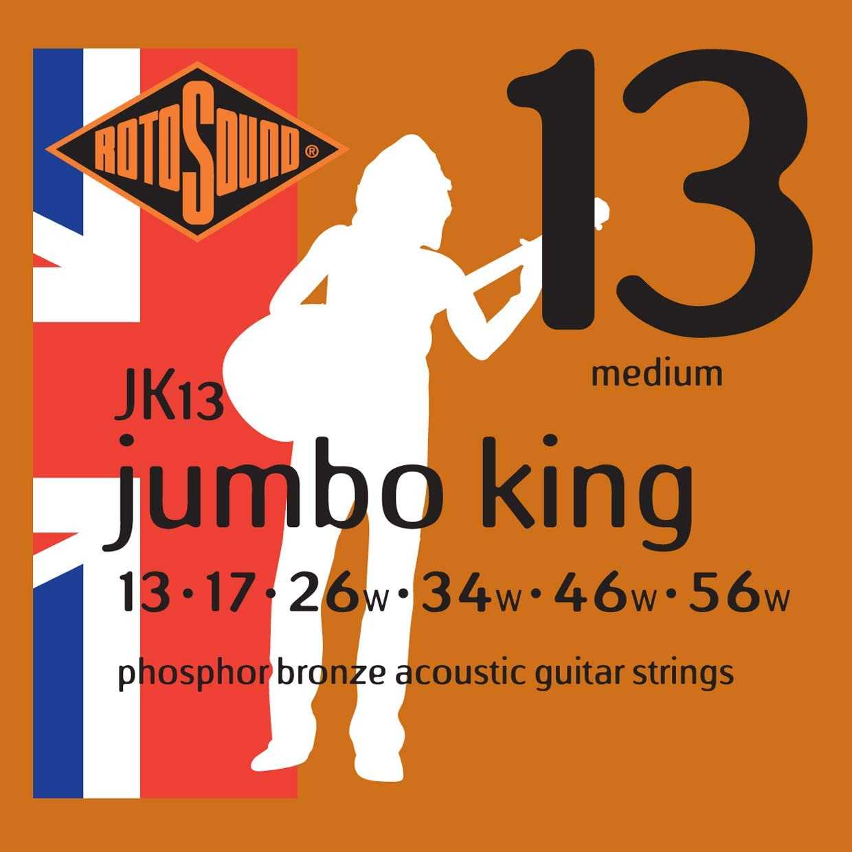 Rotosound สายกีต้าร์โปร่ง ขนาด 0.13 - 0.56 รุ่น JK13 (Made in England)