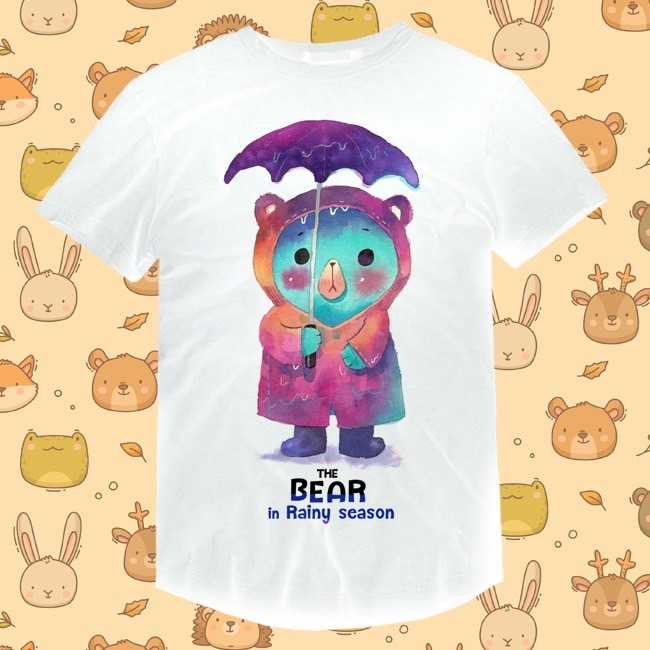 เสื้อลาย 🐻 The Bear in Rainy season 1  🫐สีม่วงบลูเบอรี่ ⚪️ เสื้อสีขาว OFF-WHITE