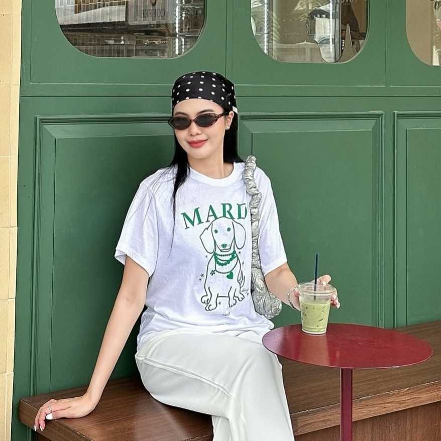 Mardi DDANJI Swing The Tail/ Flower Choker T-shirt เสื้อน้องหมา สีขาว สีครีม สีเทา สีชมพู