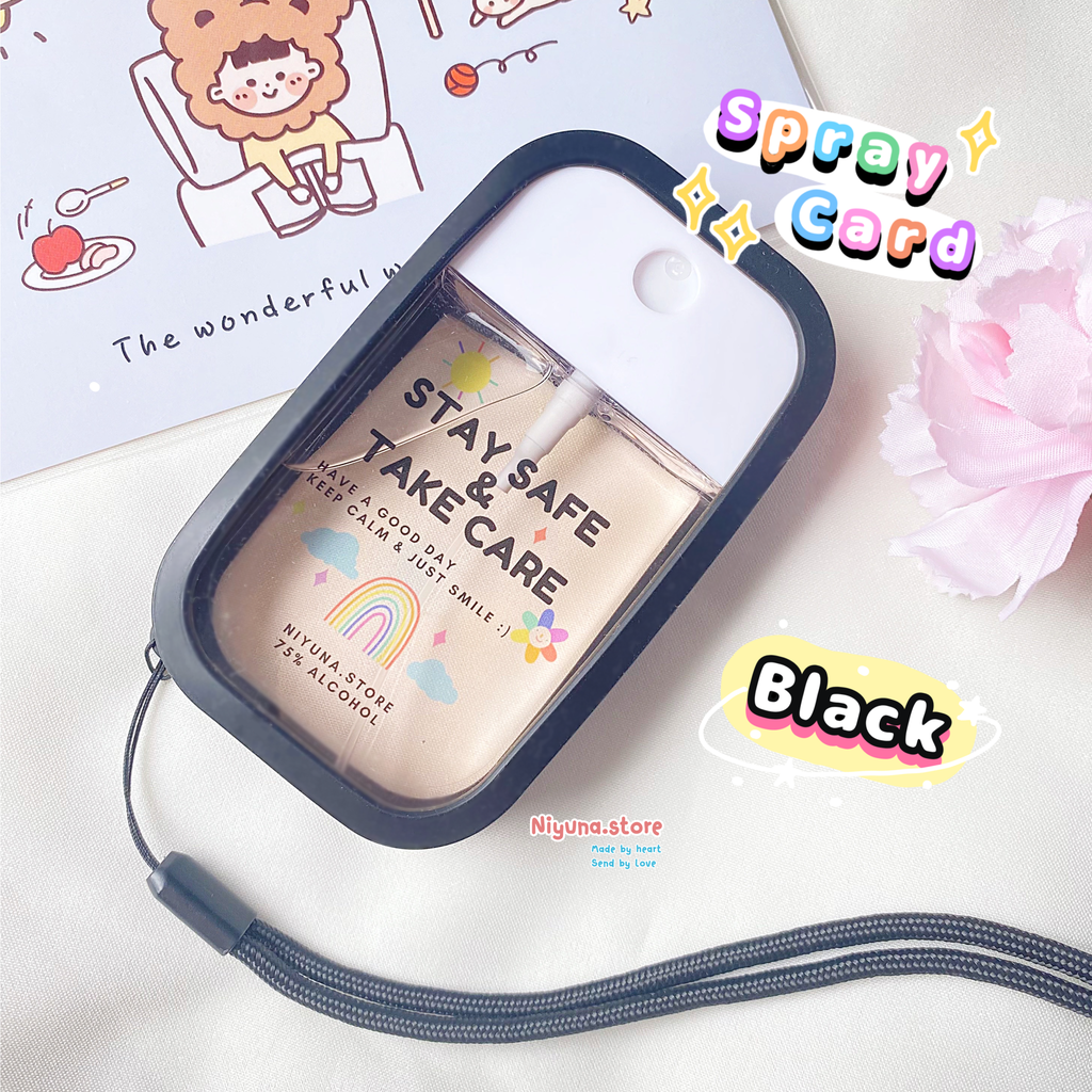 ✨สเปรย์การ์ดซิลิโคน พร้อมสายห้อยคอ สีดำ