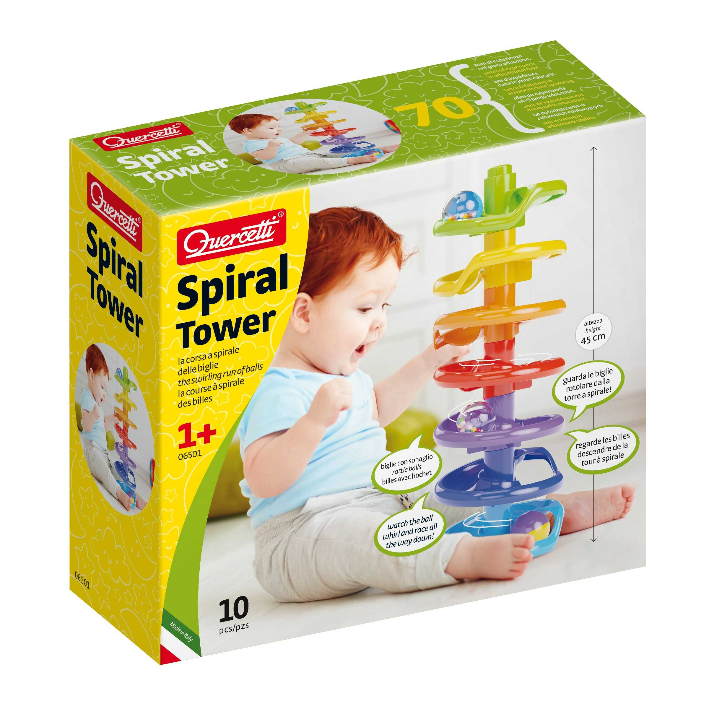 Quercetti Spiral Tower ของเล่นทาวเวอร์เกลียวกลิ้งลูกบอล