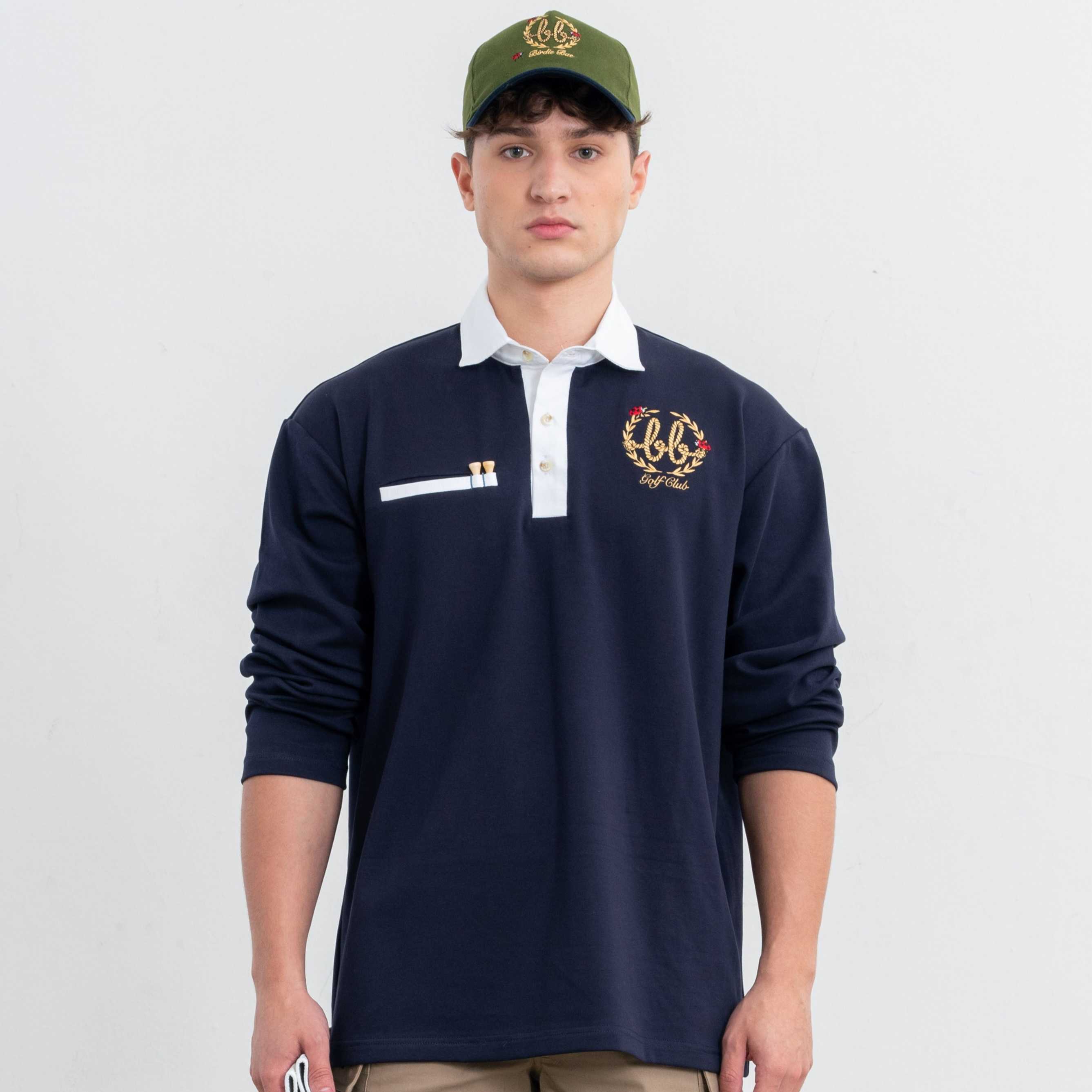 NERDY Men Oxford Cotton Polo - Navy/White   ( โปโลคอตต้อนอ๊อกซฟอร์ด - น้ำเงินเข้ม/ขาว )