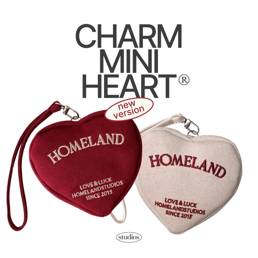 HOMELAND - รุ่นใหม่! ♡ กระเป๋าหัวใจ mini heart charm ห้อยได้ สีแดง/สีครีม