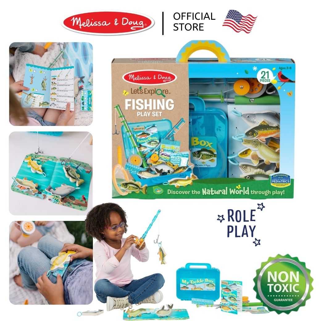 (ของแท้ USA) ของเล่นตกปลา ของเล่นแค้มปิ้ง Let's Explore Fishing Melissa & Doug พร้อมกล่องเก็บ 30806