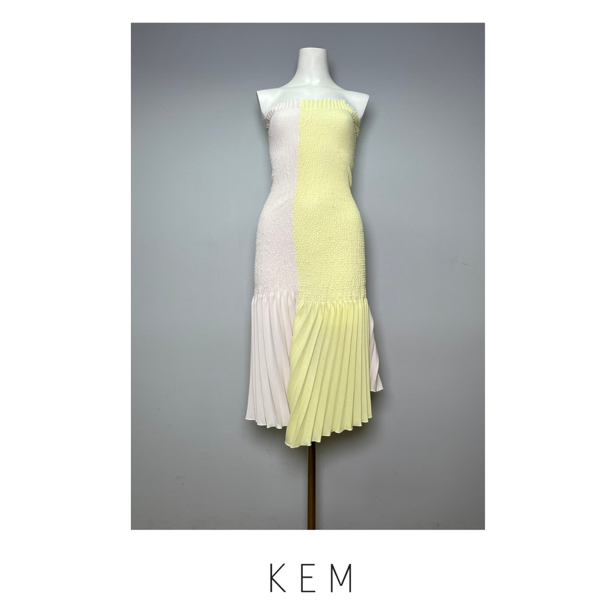 Smock Mini Dress 2 tone - Eggshell/Lemon