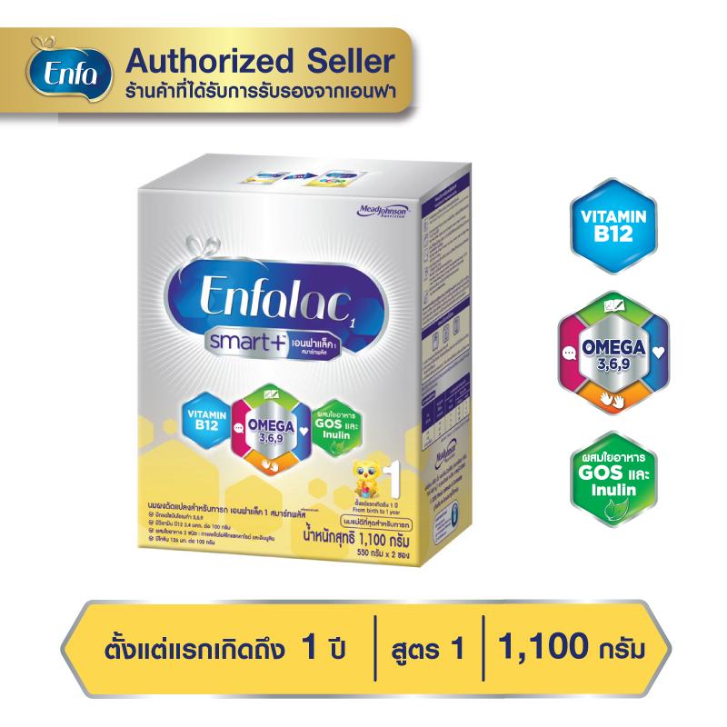 นมเอนฟาแล็ค สมาร์ทพลัส นมสูตร 1 นมผงเด็ก ขนาด 1100 กรัม Enfalac Smart+ 1 นม เอนฟา แล็ค นมผง Enfa lac