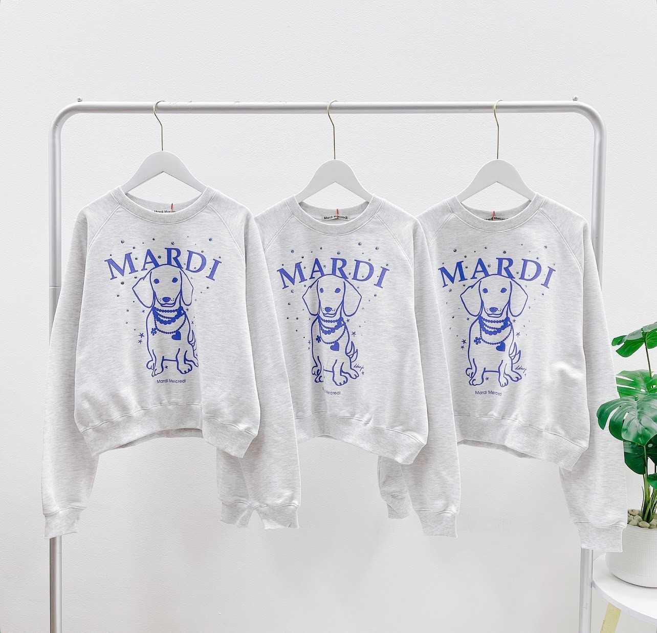 Mardi ddanji Raglan Swing the tail Stone Sweatshirt (Heather/purple)