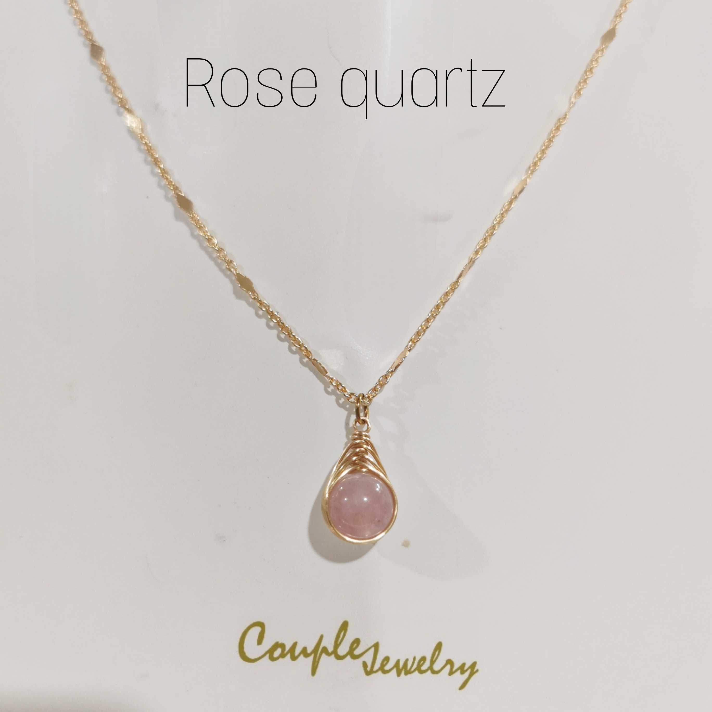COUPLE-JEWELRY : Rose​quartz​ stone​ pendant