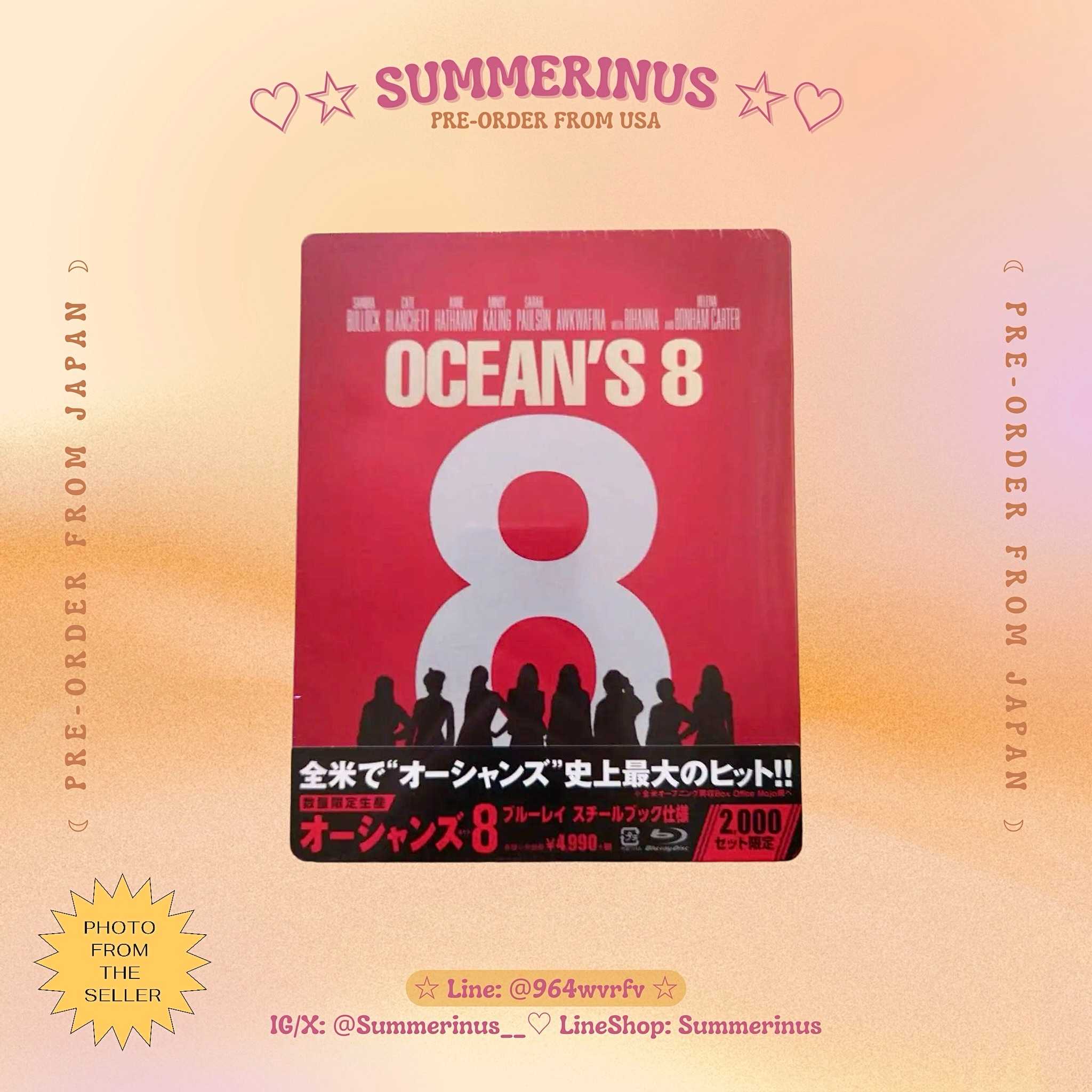 Ocean's 8 Steelbook (Japan DVD) 🌞 Sandra-Cate-Anne-Sarah-Rihanna-Helena-Awkwafina-Mindy