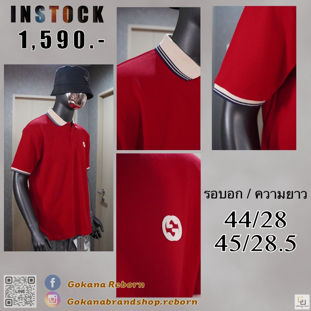(พร้อมส่ง )  หุ่น GG POLO LOGO แดง แถบขาว