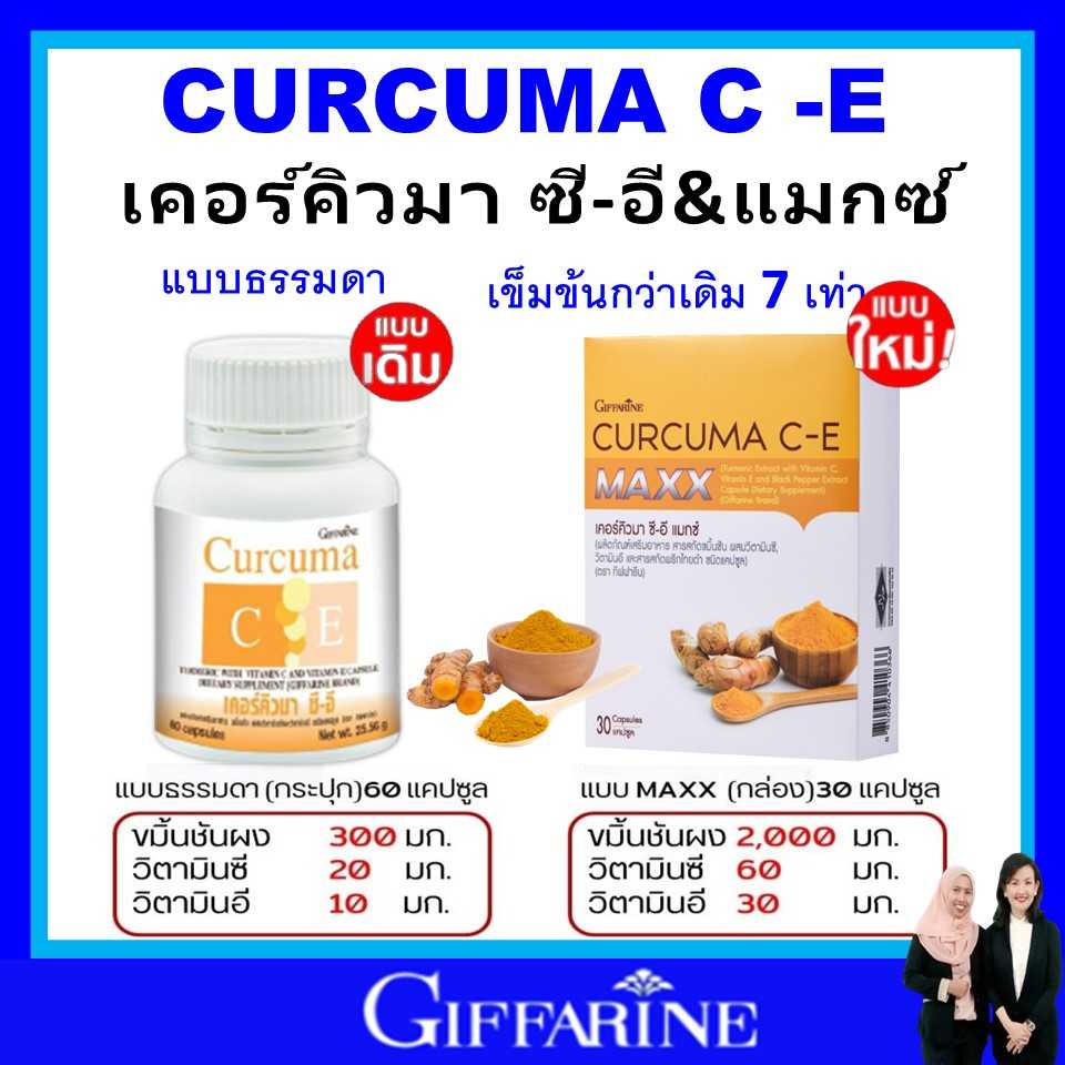 กิฟฟารีน ขมิ้น ขมิ้นชัน สารสกัดจากขมิ้นชันผสมวิตามิน giffarine C-E เคอร์คิวมาซี-อี แน่นท้อง ของแท้