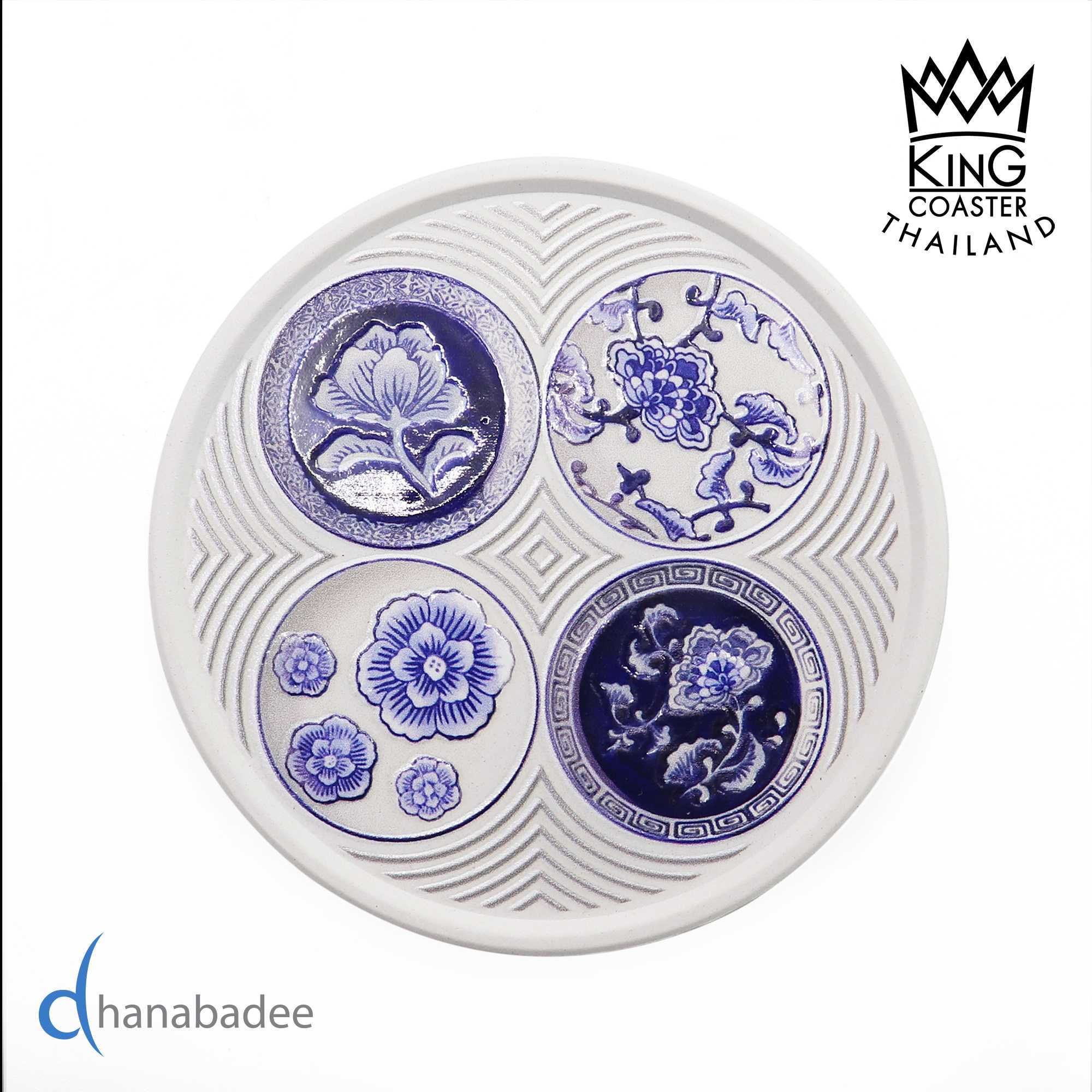 จานรองแก้ว R10003  ทรงกลมมีขอบ -BLUE&WHITE-01