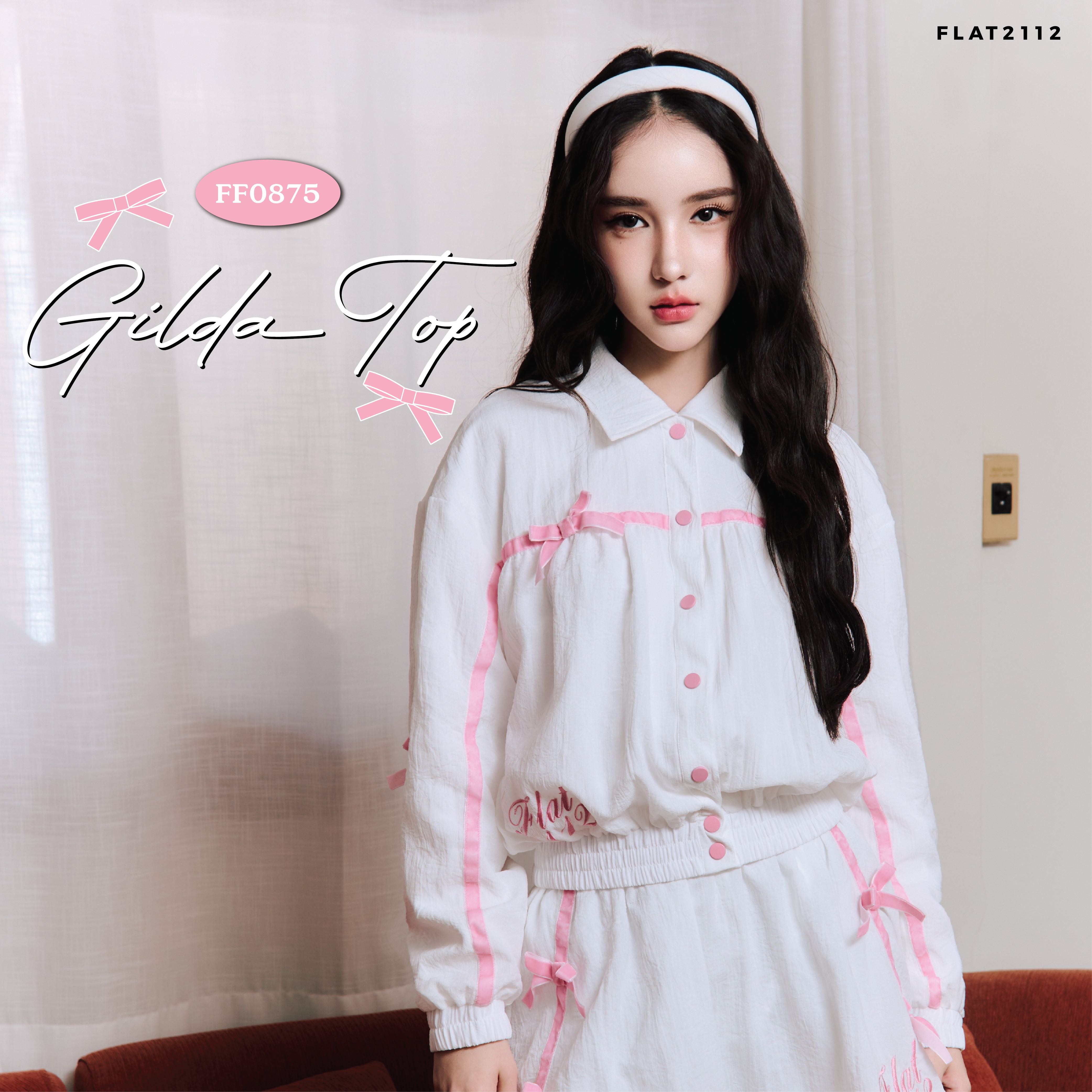 FLAT2112 FF0875 : GILDA TOP เสื้อคลุมแขนยาว แต่งโบว์ กระดุมหน้า