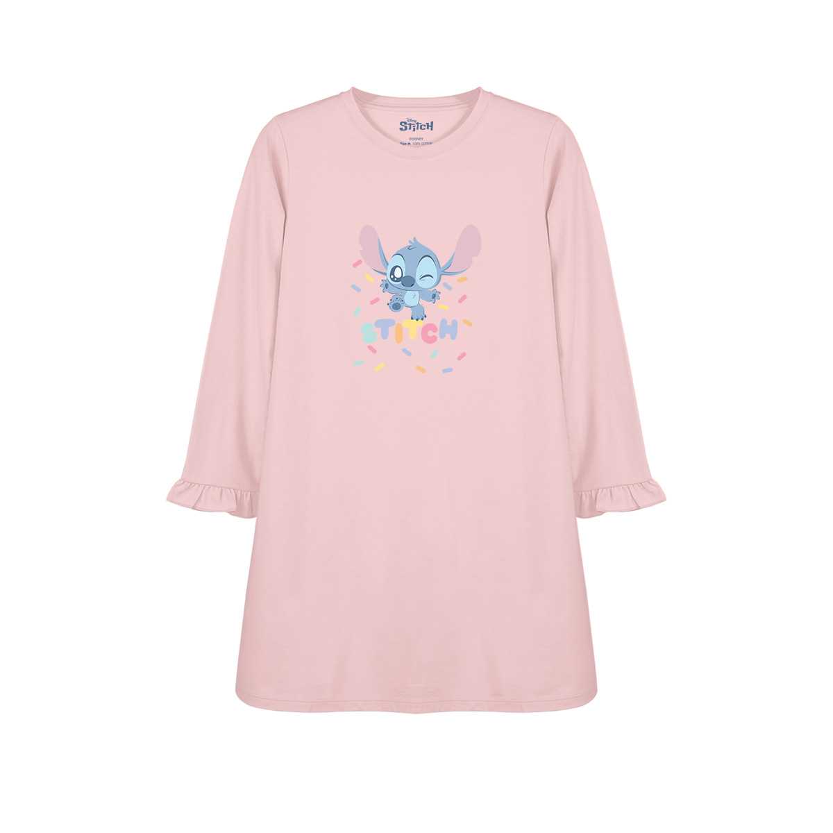 ชุดนอนเด็ก ลาย Stitch ลิขสิทธ์เเท้ เส้นใย 100% cotton กระโปรงยาว แขนยาว (015SCCST/PK)