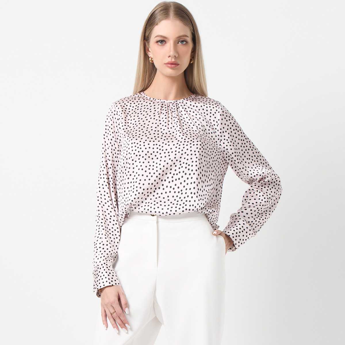 เสื้อเบลาส์ลายจุด | Polka Dot Loose Fit Blouse | 01054