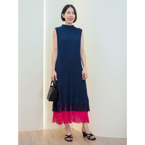 CLEARANCE SALE!! 2MUAY รุ่น GJO11168 เดรสพลีทคุณภาพ SLEEVELESS LAYER FRINGE PLEATED DRESS 5 สี FR...