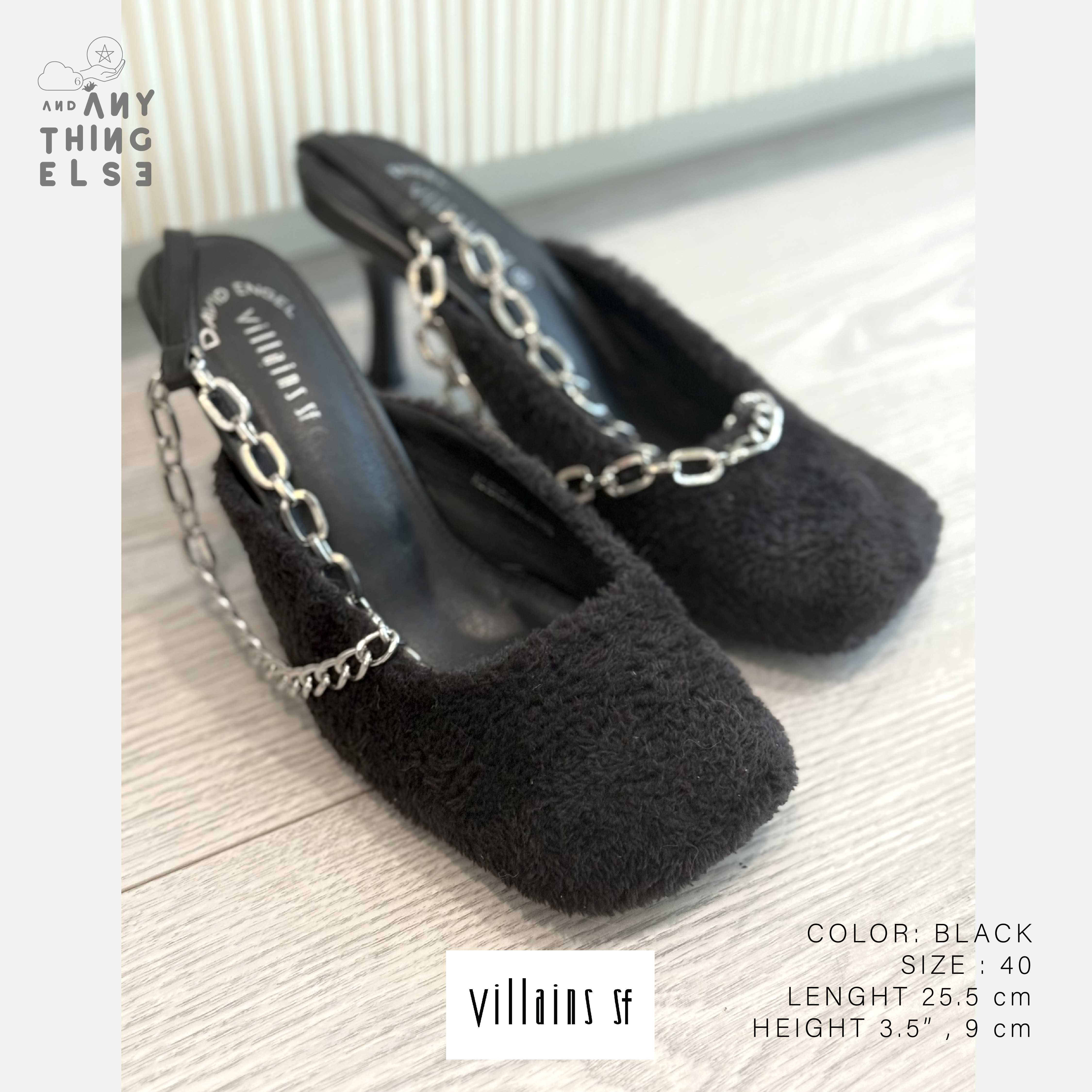 [USED] villains sf รองเท้าขนแกะ สีดำ size 40