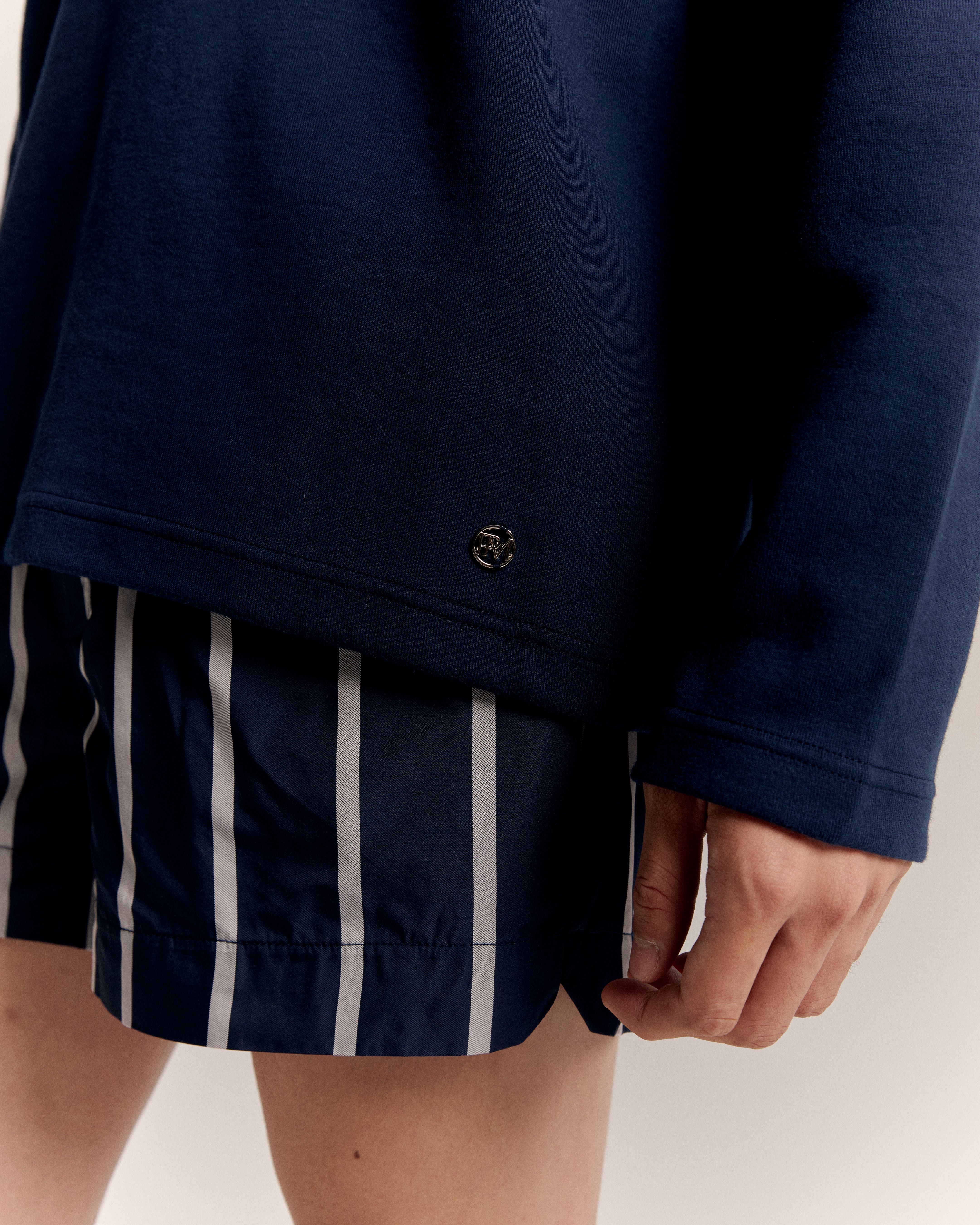 Navy Blue Stripe Swim Trunks