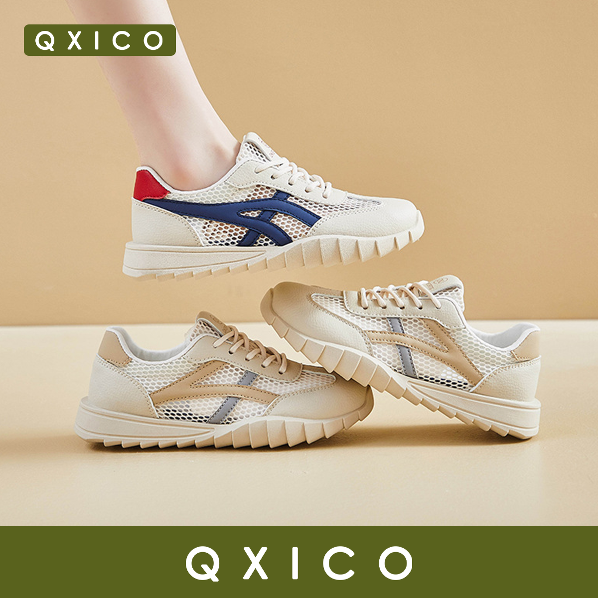 Qxico รุ่น QZ186 รองเท้าแฟชั่น รองเท้าผ้าตาข่าย ระบายอากาศได้ดี ใส่สบายมาก