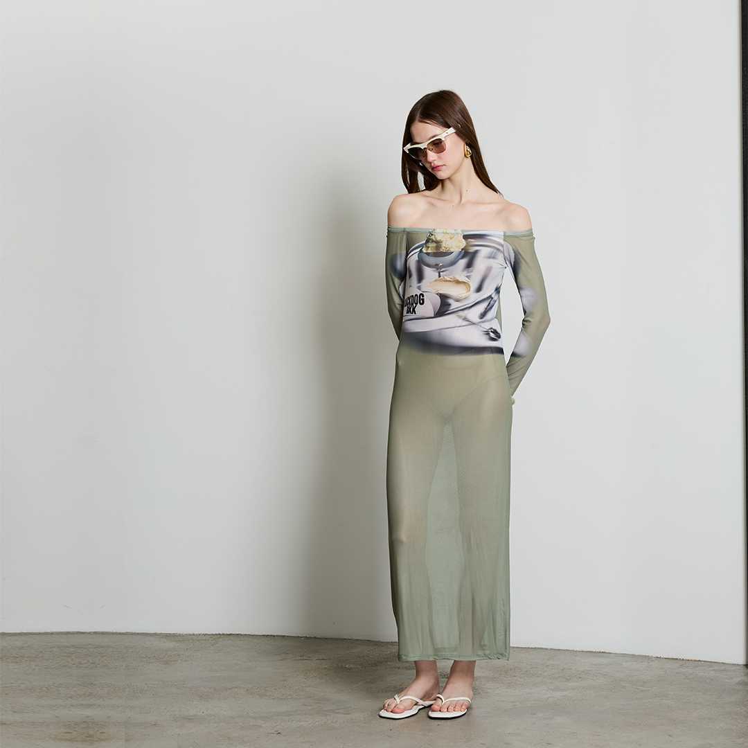 BLACKDOG BKK -  Morning dress   เดรสซีทรูพิมพ์ลาย - BD2514